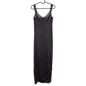 Sears VTG Black Full Slip Dress 32 Womens Lace Trim Adjustable Crepelon Long